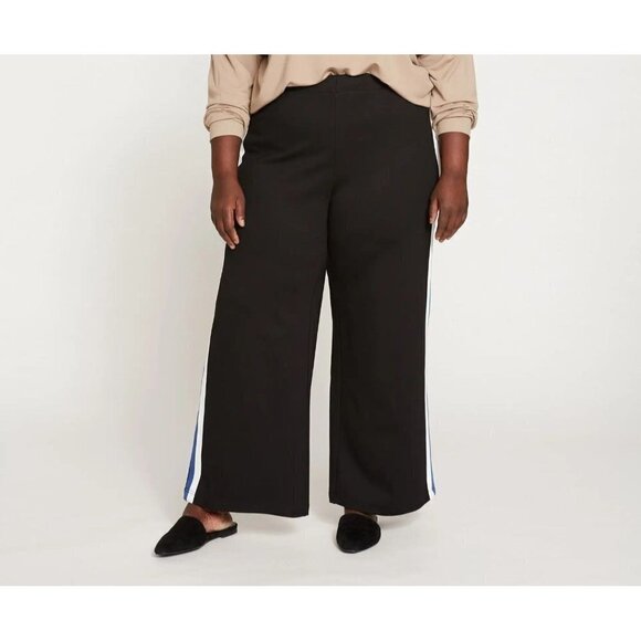 Universal Standard Plus Size‎ 6X Stephanie Wide Leg Stripe Pants Black Blue NWT - Picture 1 of 6